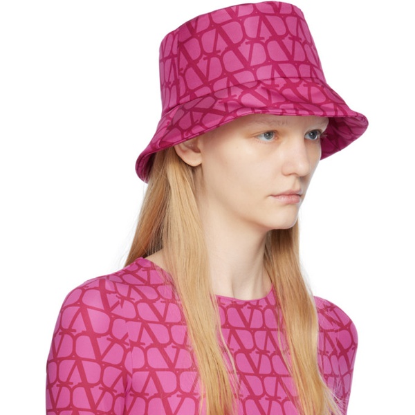  발렌티노 Valentino Garavani Pink Toile Iconographe Bucket Hat 232807F015003