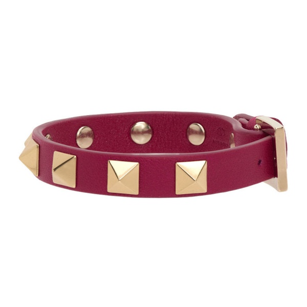  발렌티노 Valentino Garavani Pink Leather Rockstud Bracelet 221807F020027