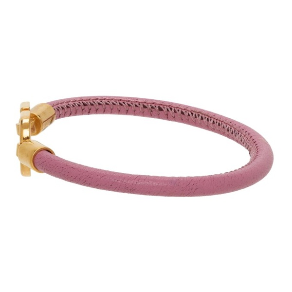  발렌티노 Valentino Garavani Pink Leather VLogo Bracelet 212807F020032