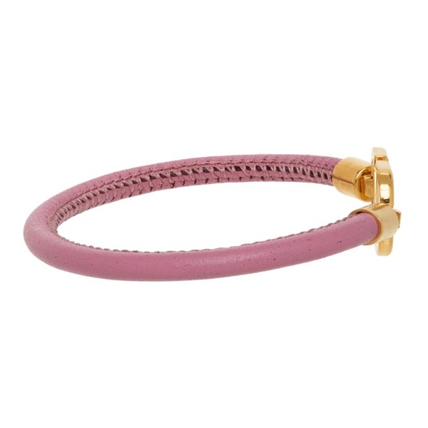  발렌티노 Valentino Garavani Pink Leather VLogo Bracelet 212807F020032