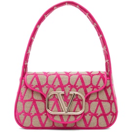발렌티노 Valentino Garavani Pink & Beige VLogo Shoulder Bag 232807F048039