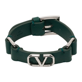 발렌티노 Valentino Garavani Green Leather VLogo Bracelet 231807M142044