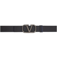 발렌티노 Valentino Garavani Black & Navy VLogo Reversible Belt 231807M131037