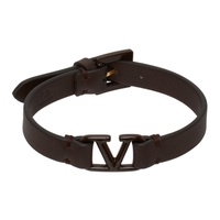 발렌티노 Valentino Garavani Brown VLogo Signature Leather Bracelet 231807M142085