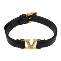발렌티노 Valentino Garavani Black VLogo Signature Calfskin Bracelet 242807M142027