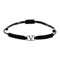 발렌티노 Valentino Garavani Black Braided VLogo Signature Bracelet 221807M142023