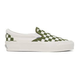 반스 Vans Green Classic Slip-On Checkerboard Sneakers 242739M237013