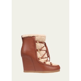Veronica Beard Elfred Leather Shearling Lace-Up Booties 4368626