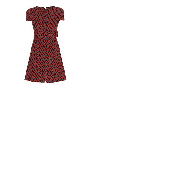 베르사체 베르사체 Versace Ladies La Greca Monogram Print Belted Wool Mini Dress 1001977-1A01805-5R080