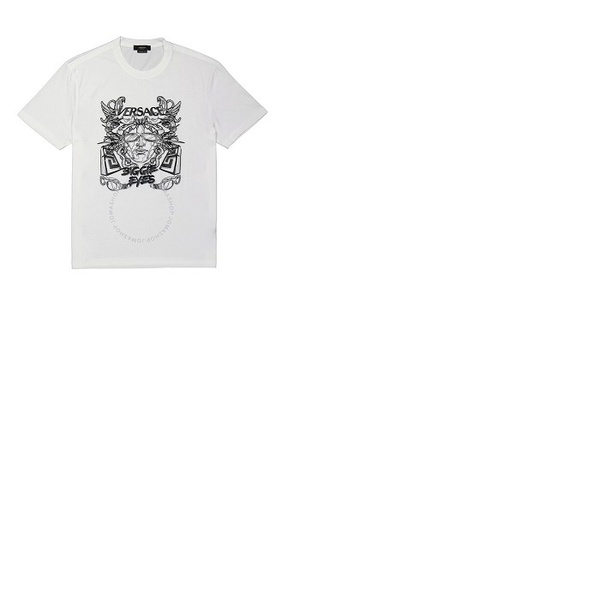 베르사체 베르사체 Versace Mens Optical White Medusa Head-Print T-Shirt 1006431-1A04393-1W000