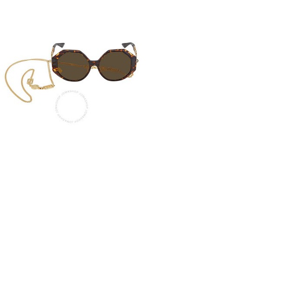 베르사체 베르사체 Versace Dark Brown Geometric Ladies Sunglasses VE4395 534673 59