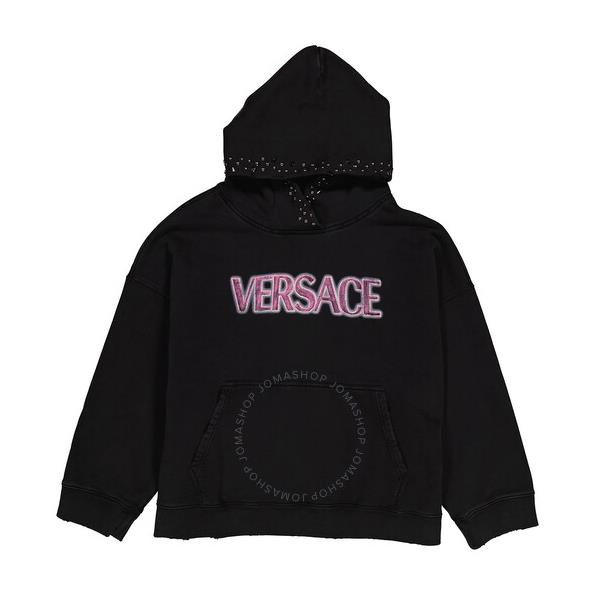 베르사체 베르사체 Versace Logo Print Studded Fleece Hoodie 1008170-1A06531-2B110