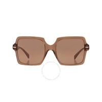 베르사체 Versace Brown Orange Metallic Mirror Square Ladies Sunglasses VE4441 5028/O 55
