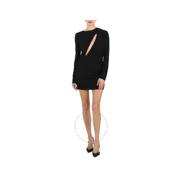 베르사체 베르사체 Versace Ladies Black Short Draped Viscose Dress 10100431A01253-1B000