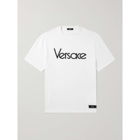 베르사체 VERSACE Logo-Embroidered Cotton-Jersey T-Shirt 1647597335812160