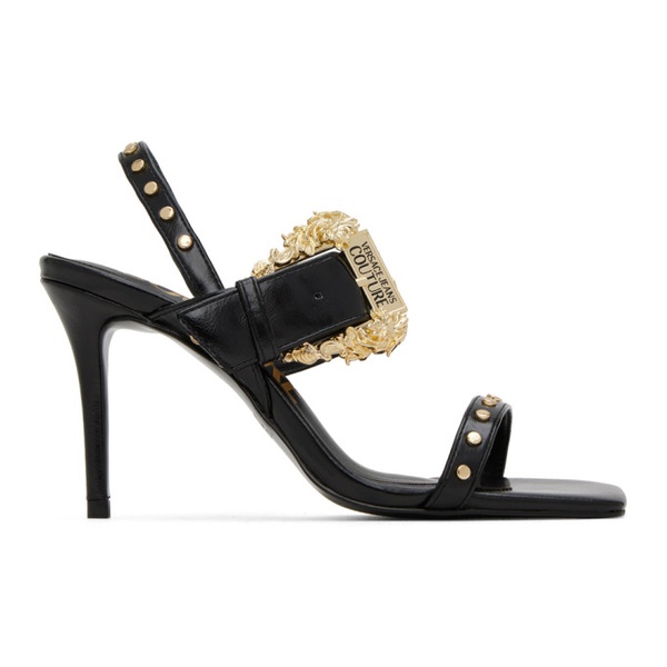 베르사체 베르사체 진 꾸뛰르 베르사체 Versace Jeans Couture Black Emily Baroque Heeled Sandals 232202F125001