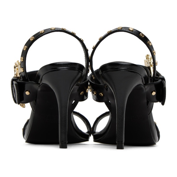 베르사체 베르사체 진 꾸뛰르 베르사체 Versace Jeans Couture Black Emily Baroque Heeled Sandals 232202F125001