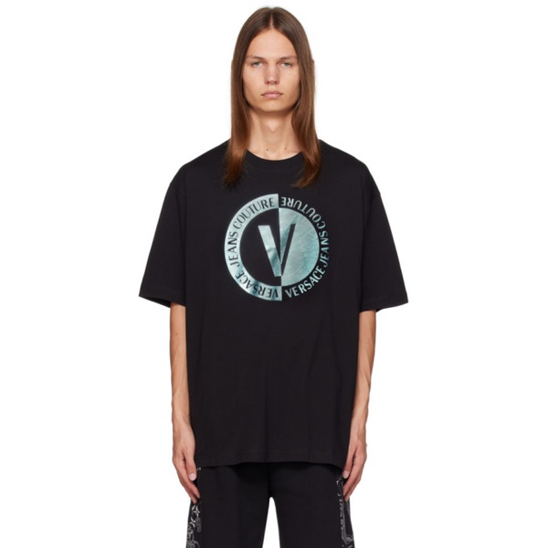 베르사체 베르사체 진 꾸뛰르 베르사체 Versace Jeans Couture Black V-Emblem T-Shirt 232202M213013