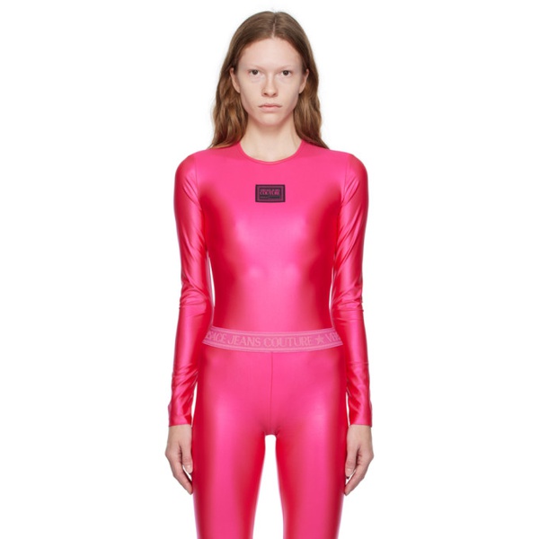베르사체 베르사체 진 꾸뛰르 베르사체 Versace Jeans Couture Pink Patch Bodysuit 232202F358001