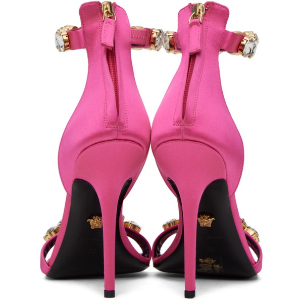 베르사체 베르사체 Versace Pink Crystal Heeled Sandals 232404F125003