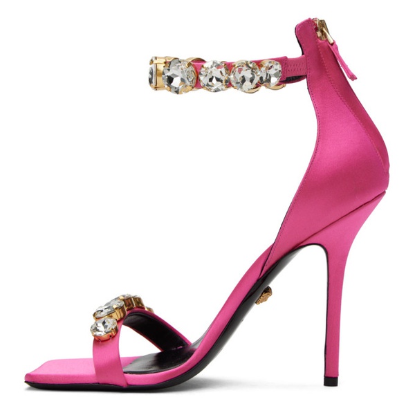 베르사체 베르사체 Versace Pink Crystal Heeled Sandals 232404F125003