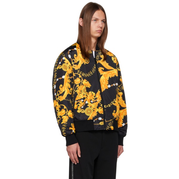 베르사체 베르사체 진 꾸뛰르 베르사체 Versace Jeans Couture Black & Yellow Chain Couture Reversible Bomber Jacket 232202M175002