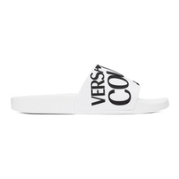 베르사체 진 꾸뛰르 베르사체 Versace Jeans Couture White Logo Slides 232202M231005