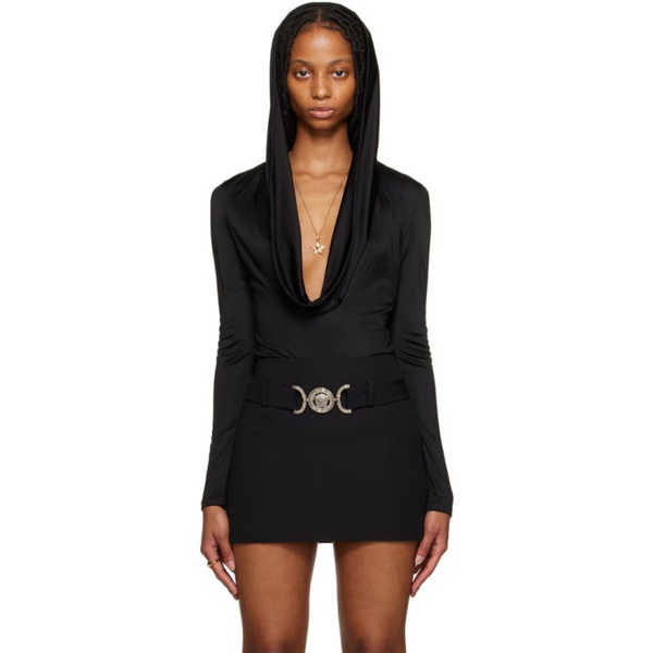 베르사체 베르사체 Versace Black Hooded Bodysuit 231404F358005