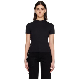 베르사체 진 꾸뛰르 베르사체 Versace Jeans Couture Black Lace-Up T-Shirt 231202F110024