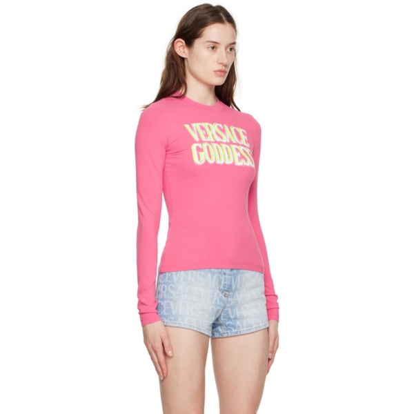 베르사체 베르사체 Versace Pink Goddess Long-Sleeve T-Shirt 231404F110022