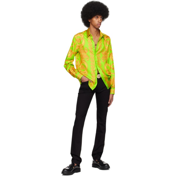 베르사체 베르사체 Versace Green & Yellow Barocco 660 Shirt 231404M192022