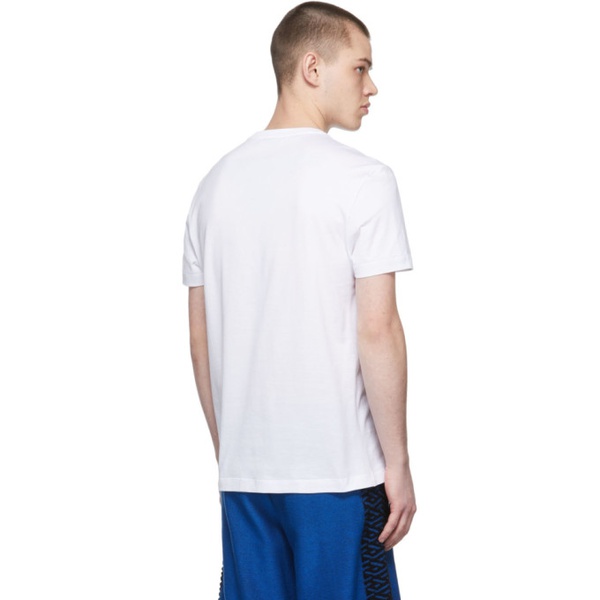 베르사체 베르사체 Versace White Geometric La Greca T-Shirt 221404M213021