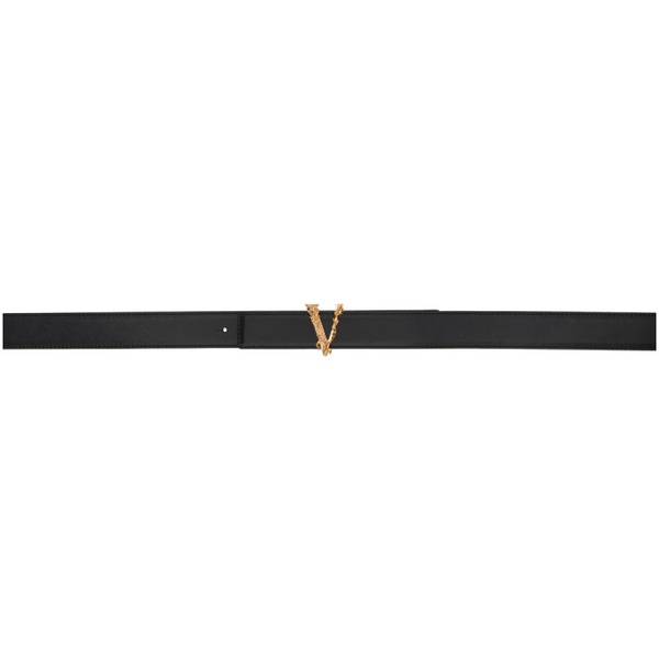 베르사체 베르사체 Versace Black Virtus Leather Belt 231404F001014