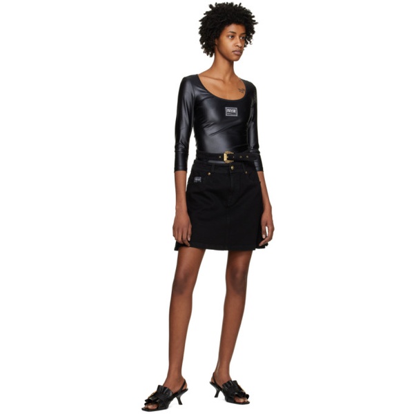 베르사체 베르사체 진 꾸뛰르 베르사체 Versace Jeans Couture Black Baroque Buckle Denim Miniskirt 231202F090005