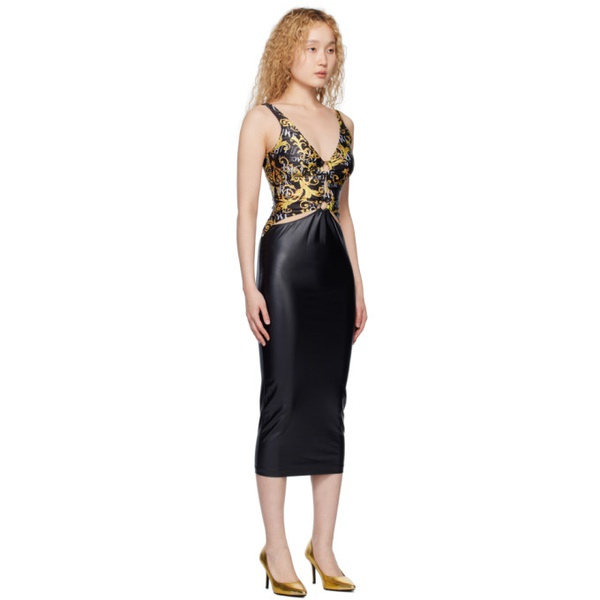 베르사체 베르사체 진 꾸뛰르 베르사체 Versace Jeans Couture Black Printed Midi Dress 231202F054007