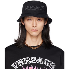 베르사체 Versace Black Embroidered Bucket Hat 232404M140004