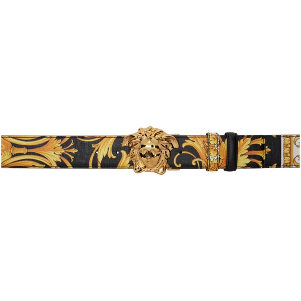 베르사체 베르사체 Versace Black & Gold Barocco Reversible Belt 231404M131024