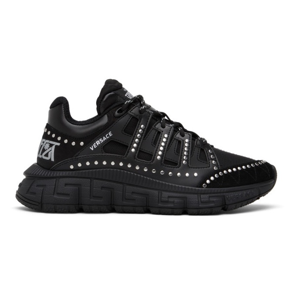 베르사체 베르사체 Versace Black Studded Trigreca Sneakers 231404M237014