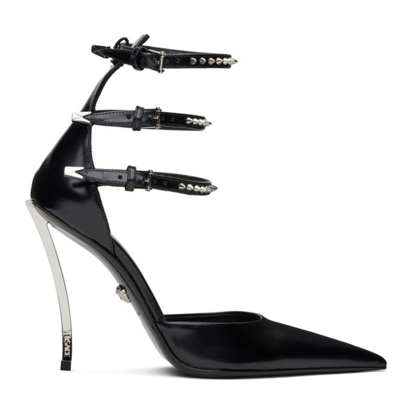 베르사체 베르사체 Versace Black Spiked Pin-Point Heels 231404F122005