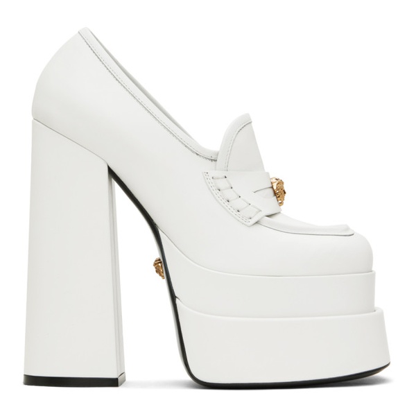 베르사체 베르사체 Versace White Aevitas Platform Loafers 231404F122024