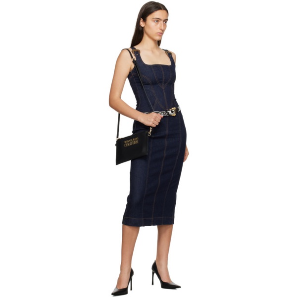 베르사체 베르사체 진 꾸뛰르 베르사체 Versace Jeans Couture Indigo Baroque Buckle Denim Midi Dress 232202F054007