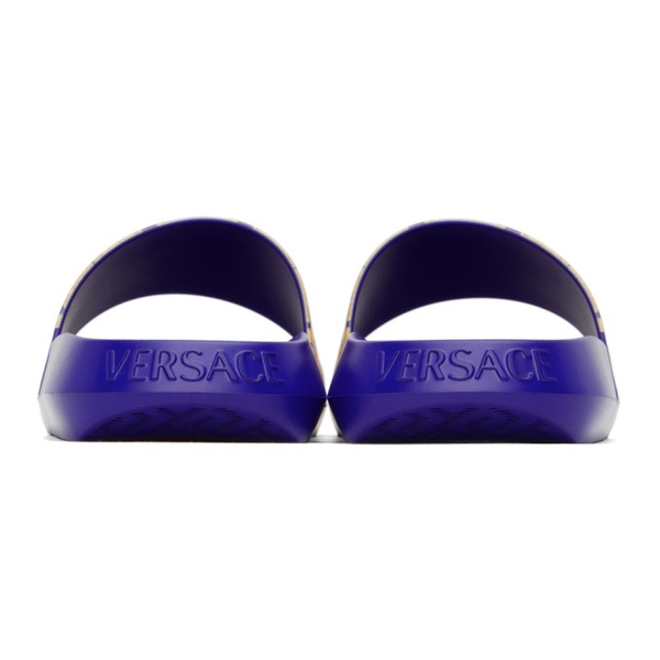 베르사체 베르사체 Versace Blue Barocco Slides 231404M234027