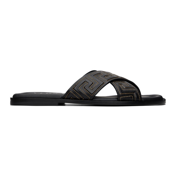 베르사체 베르사체 Versace Black Greca Sandals 231404M234005