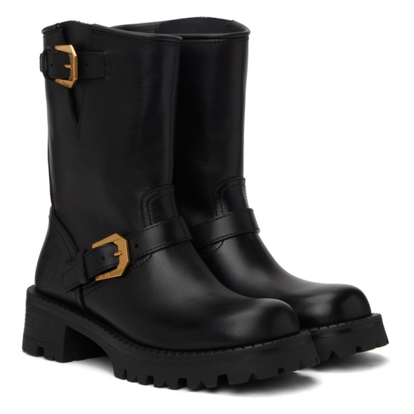 베르사체 베르사체 Versace Black Buckled Boots 232404F114005