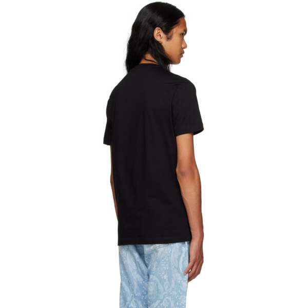 베르사체 베르사체 Versace Black Embroidered T-Shirt 232404M213015