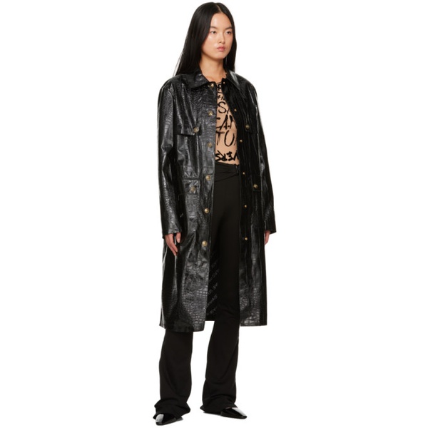 베르사체 베르사체 진 꾸뛰르 베르사체 Versace Jeans Couture Black Croc Faux-Leather Jacket 232202F064000