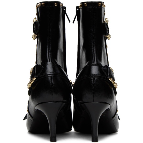 베르사체 베르사체 진 꾸뛰르 베르사체 Versace Jeans Couture SSENSE Exclusive Black Stud Ankle Boots 241202F113000