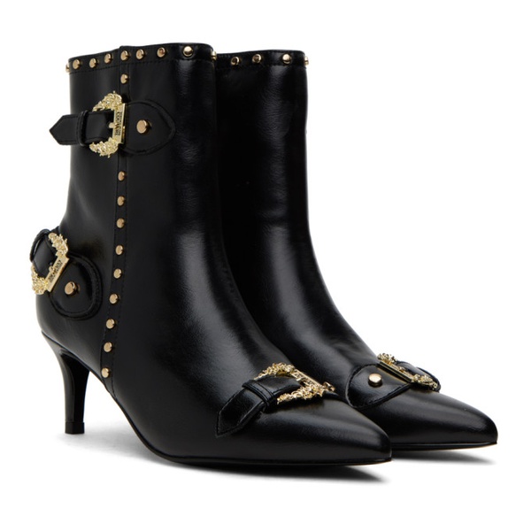 베르사체 베르사체 진 꾸뛰르 베르사체 Versace Jeans Couture SSENSE Exclusive Black Stud Ankle Boots 241202F113000
