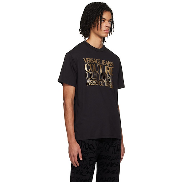 베르사체 베르사체 진 꾸뛰르 베르사체 Versace Jeans Couture Black Bonded T-Shirt 241202M213059