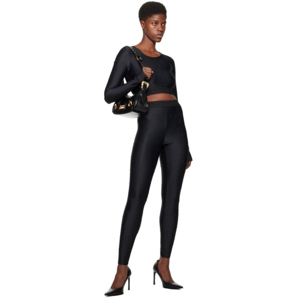 베르사체 베르사체 진 꾸뛰르 베르사체 Versace Jeans Couture Black Crystal Long Sleeve T-Shirt 241202F110005